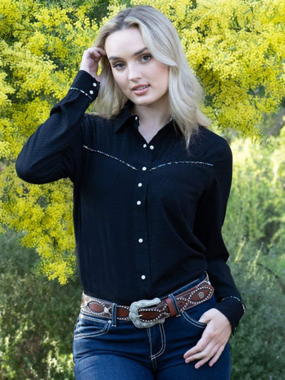 Wrangler Western Ladies Hana Shirt Dobby Size 14