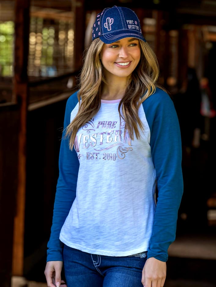 Pure Western Jac Baseball Style Long Sleeve Tee Size 12 or 14