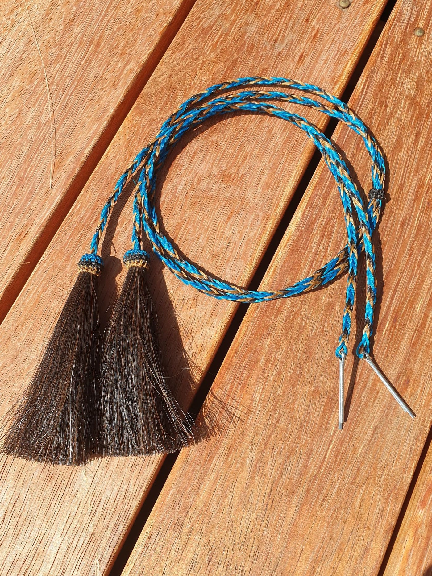 Genuine Horsehair Stampede String Dark and Turquoise