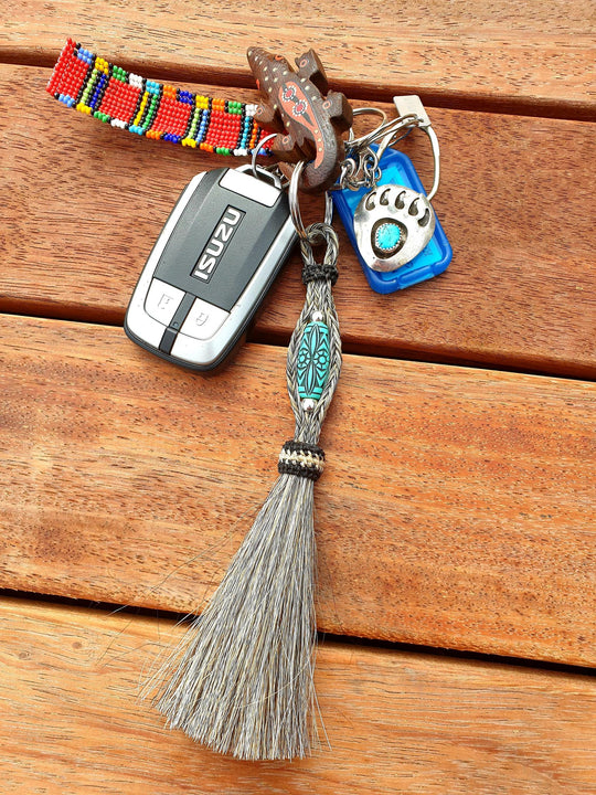 Gift - Genuine HH Bead Detail Key Ring Grey