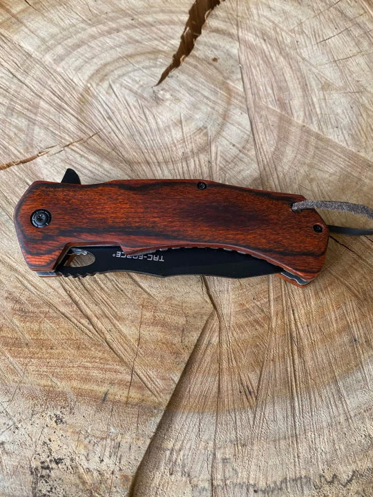 Knive - Wood Handle Pocket Knife Tactical