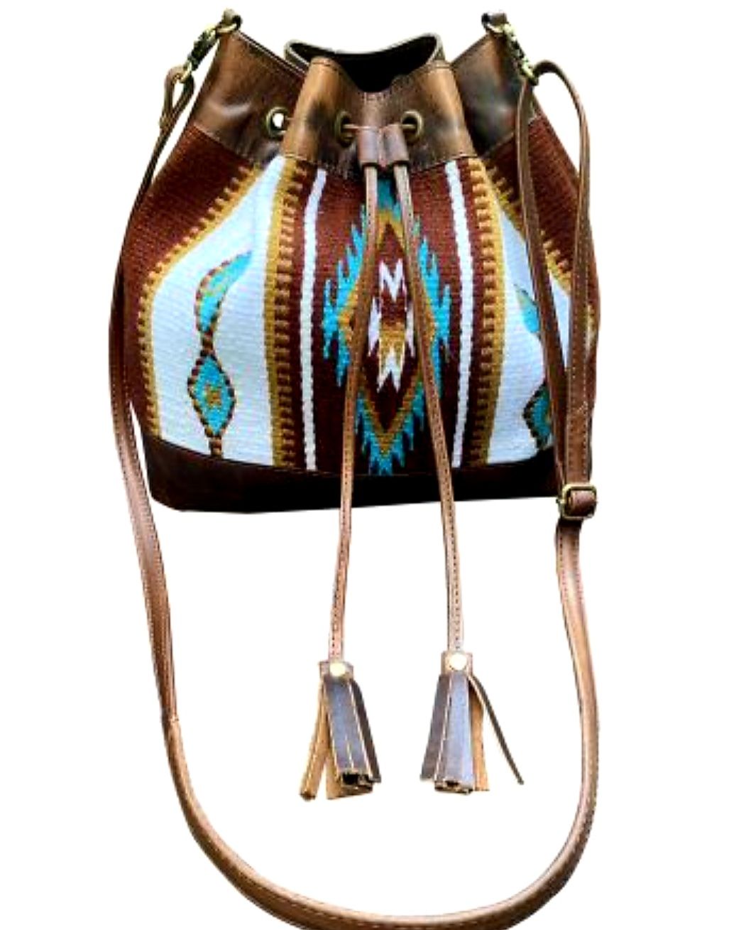 Western Leather & Wool Saddle Blanket Bucket Bag