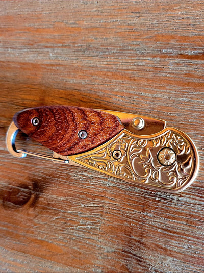 Knife - Small Pocket Knife Embossed Design GLD