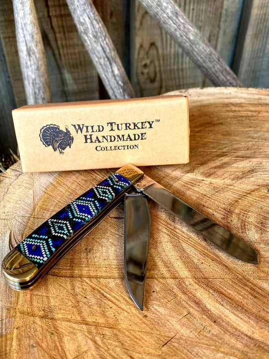 Knife - Navajo Blue Stainless 2 Blade Pocket Knive