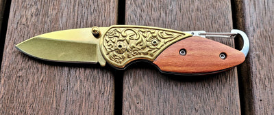 Knife - Small Pocket Knife Embossed Design GLD