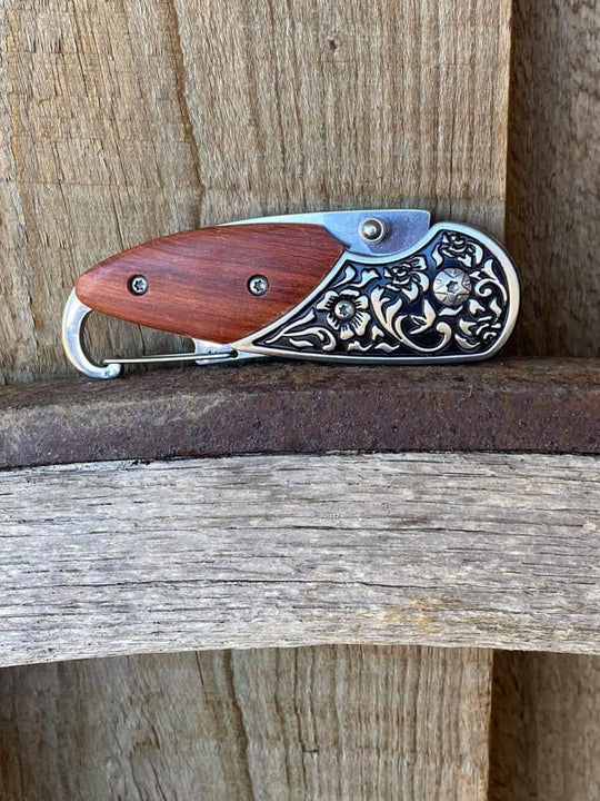 Knife - Small Pocket Knife Embossed Design BLK