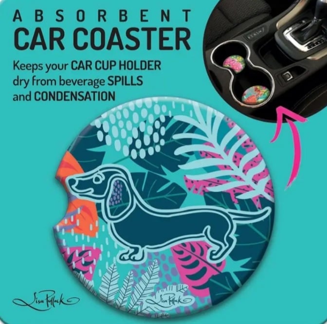Car Coaster Colourful Dachshund