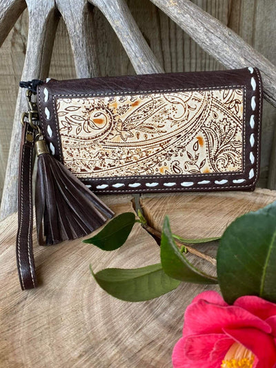 Western Leather Purse with Tassle & Wristlet wallet