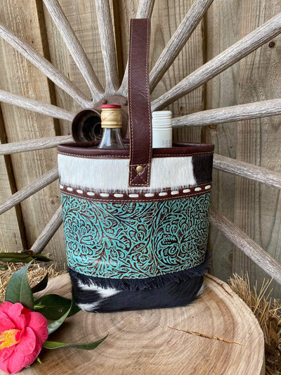 Wine Caddy - Embossed Leather on Hide Assortments