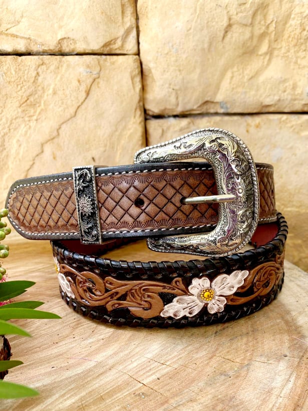 Belt - Ladies Genuine Leather Basketweave  Belt