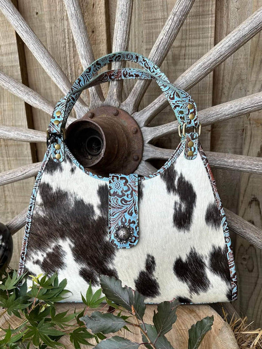 Western Hide & Leather Genuine Embossed Turquoise  Tote