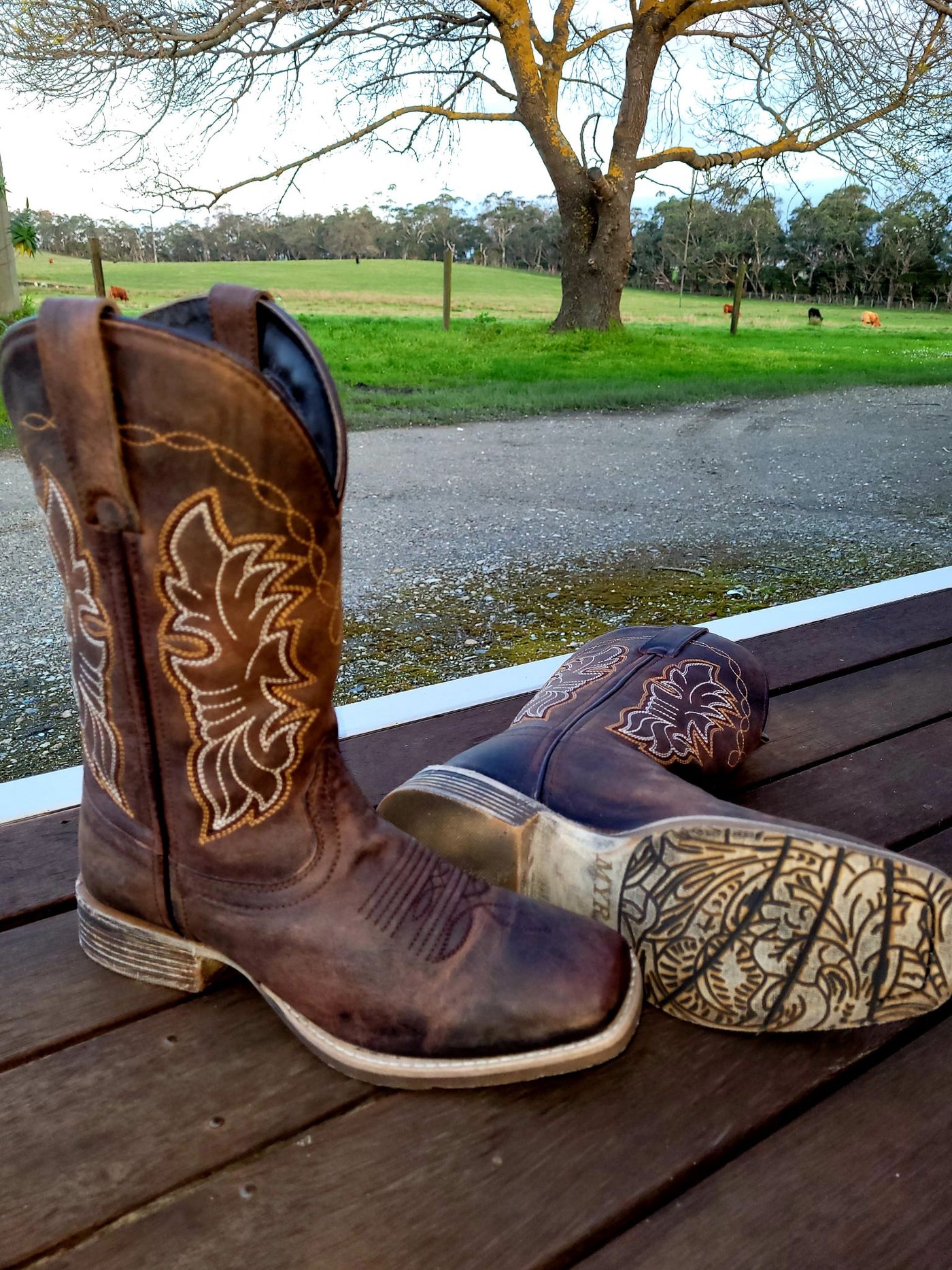 Bronco Genuine Leather Western Boots