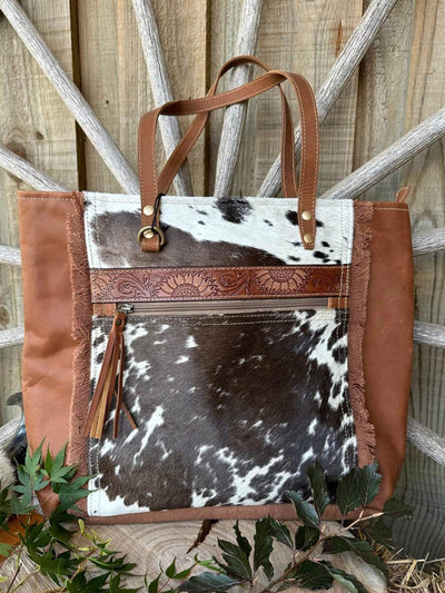 Western Hide & Leather Recyled Canvas TOTE Handbag