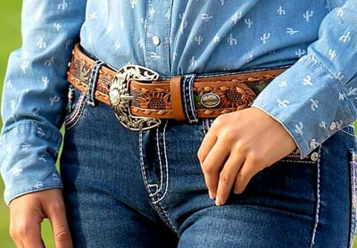 Pure Western Milly Sunflower Leather  Belt Size 32" or 44"