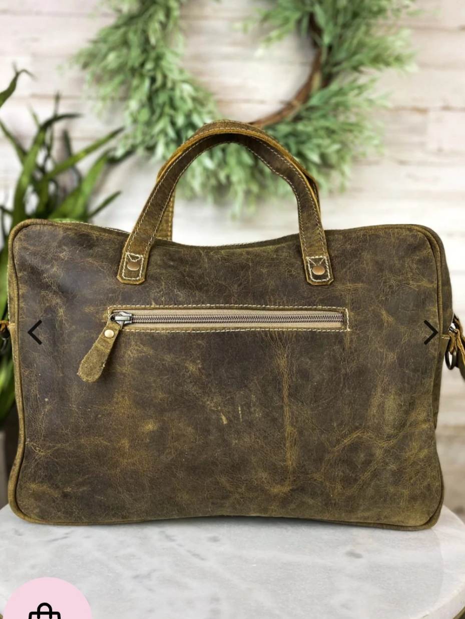 Western Hide & Leather Cowhide Laptop Bag
