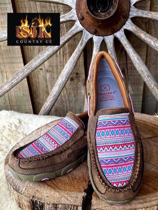 Twisted X Leather Mocs Aztec Print Slip on