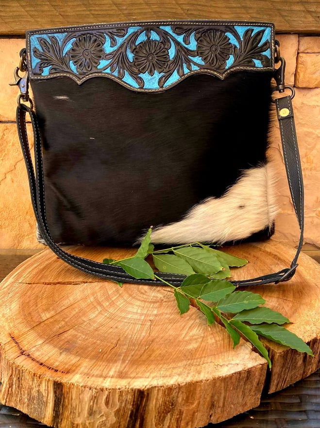 Western Hide & Leather Snow Capped Turquoise Crossbody