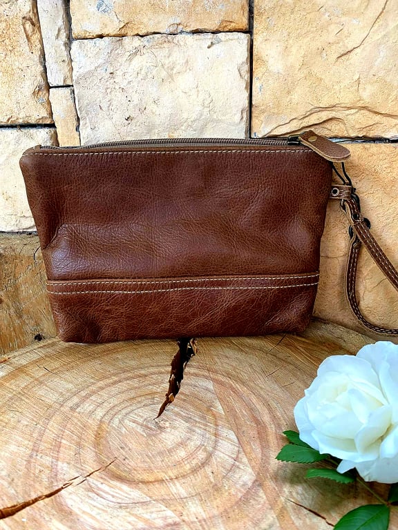 Western Hide & Leather Clutch Wristlet