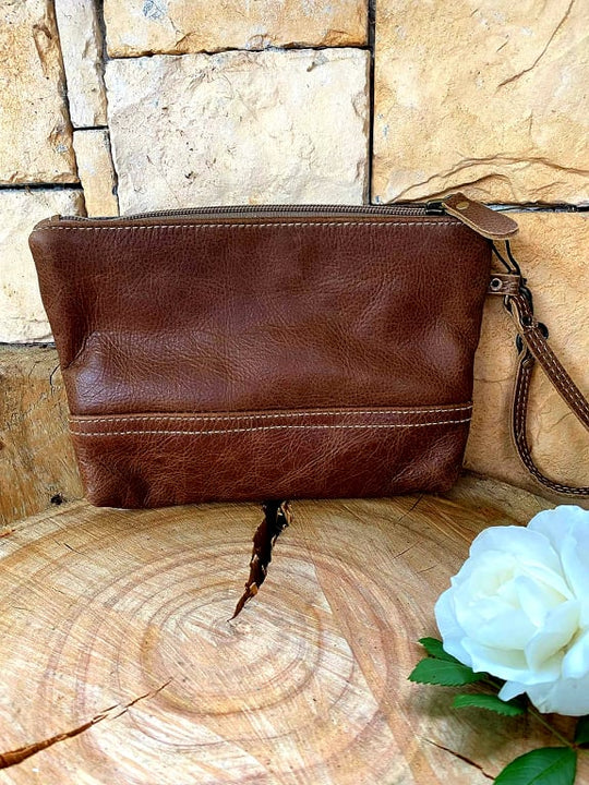 Western Hide & Leather Clutch Wristlet