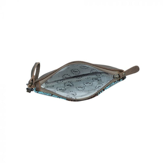 Western Leather and Turquoise Clutch Wristlet