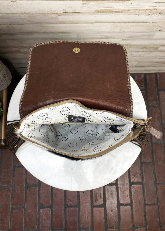 Western Hide & Leather Turquoise Feature Crossbody