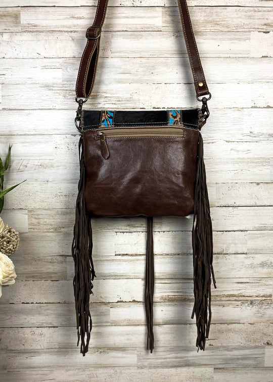 Western Hide & Leather Turquoise Feature Crossbody