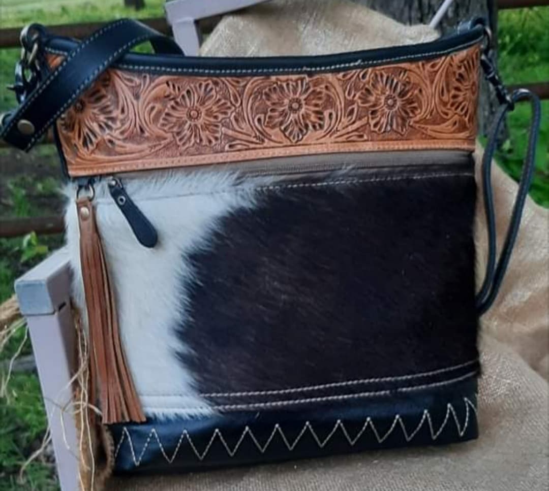 Western Hide & Genuine Tooled Leather Crossbody