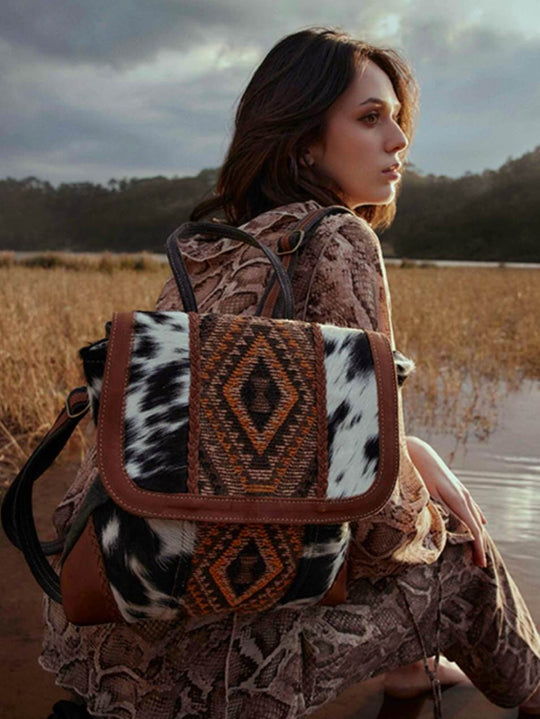 Backpack -  Hair on Hide and Tribal Print