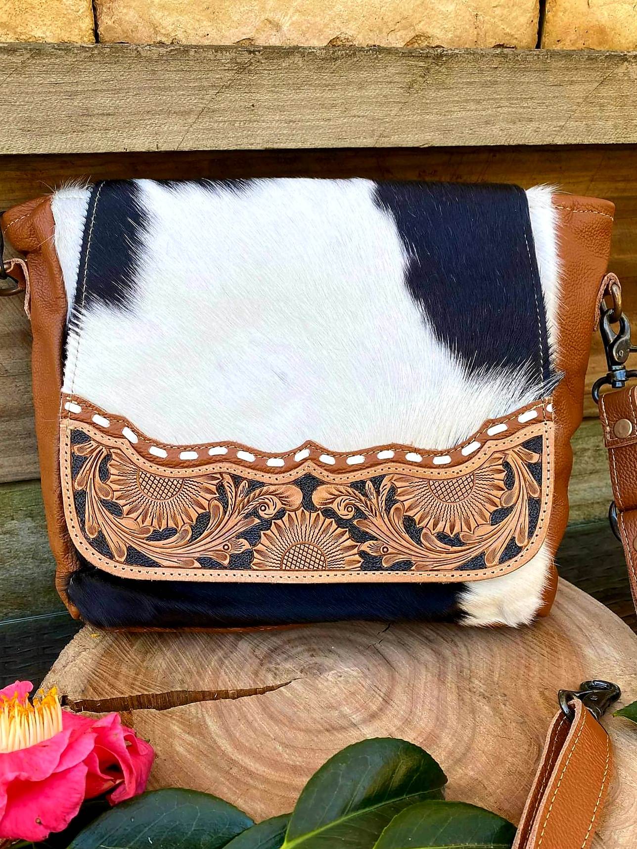 Western Hide &  Tooled Leather Crossbody