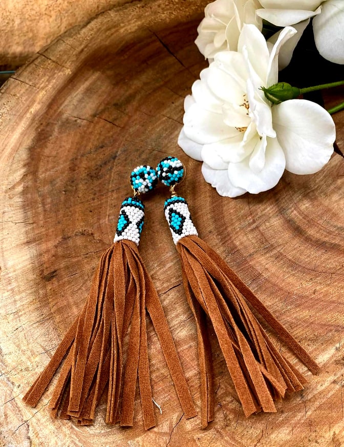 Earings - Western Inspired Tassle earing with Navajo Beads