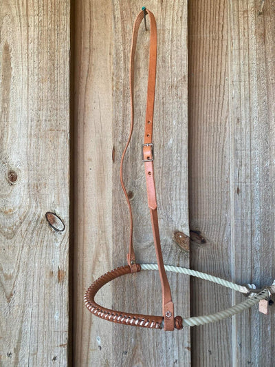 Noseband - Leather Hanger on Natural Lariat leather covered