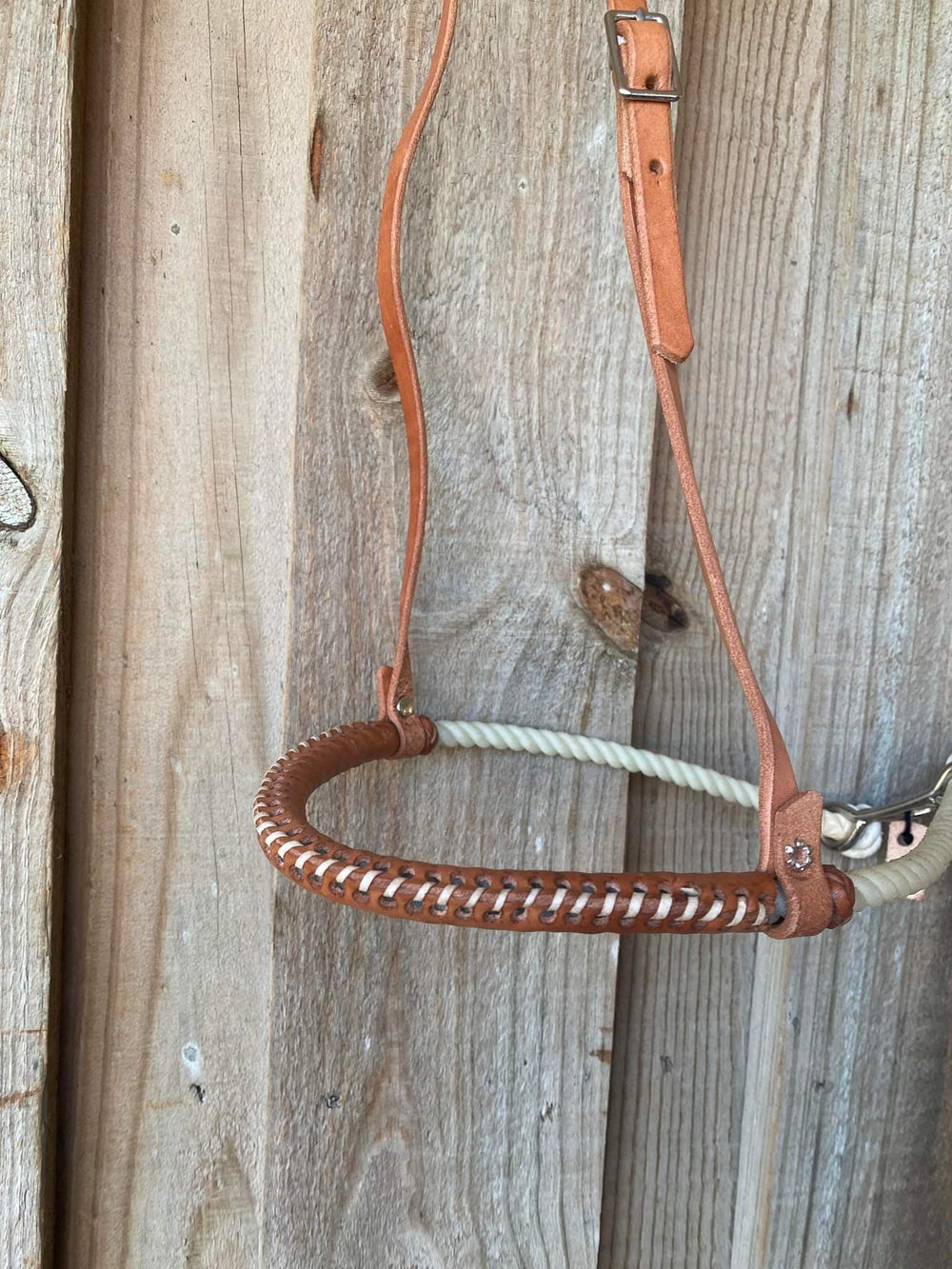 Noseband - Leather Hanger on Natural Lariat leather covered