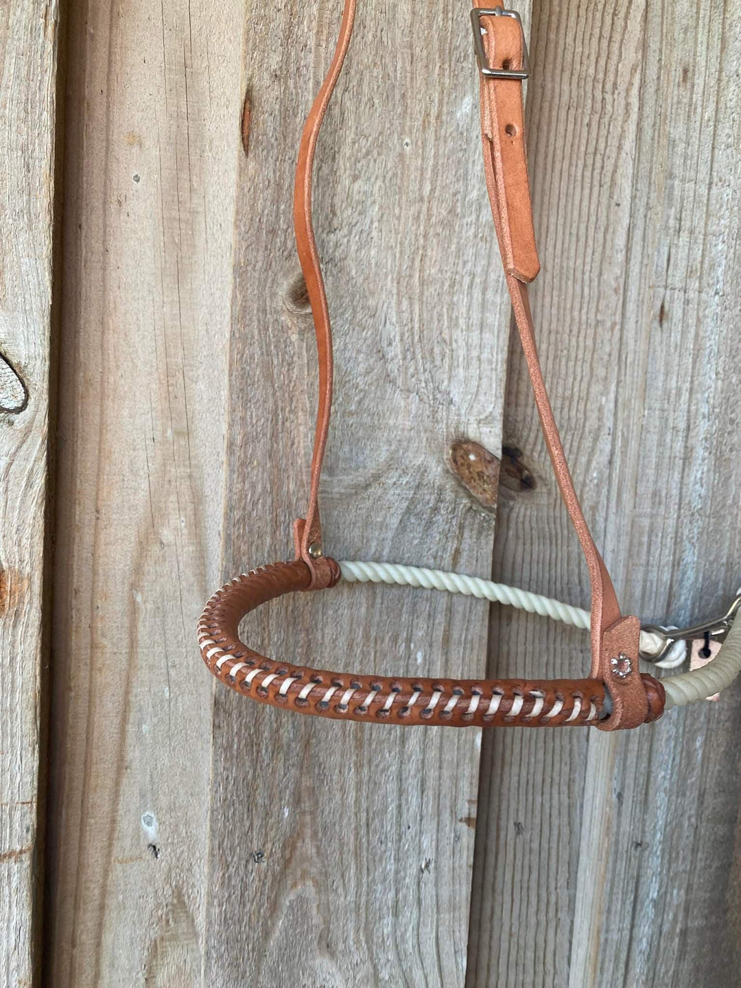 Noseband - Leather Hanger on Natural Lariat leather covered