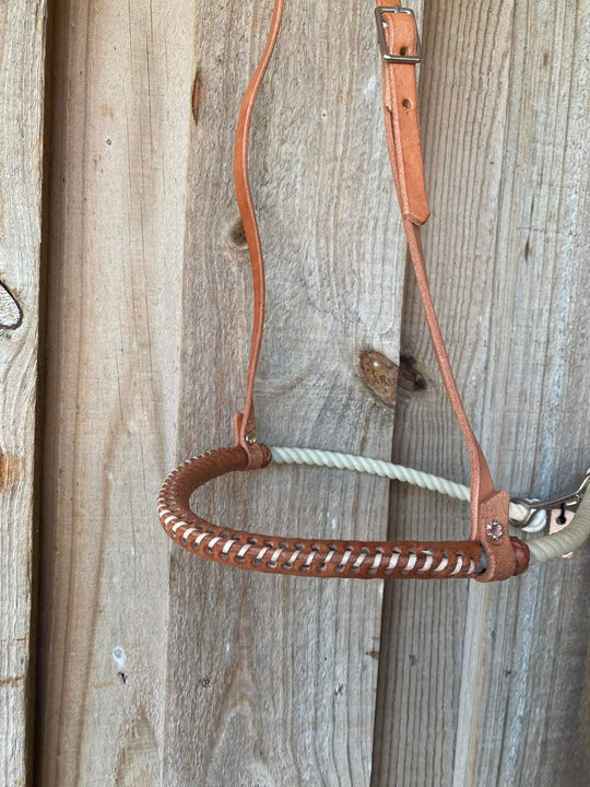 Noseband - Leather Hanger on Natural Lariat leather covered