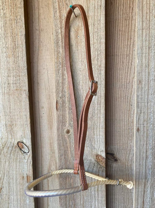 Noseband - Leather Hanger on Natural Lariat rubber covered
