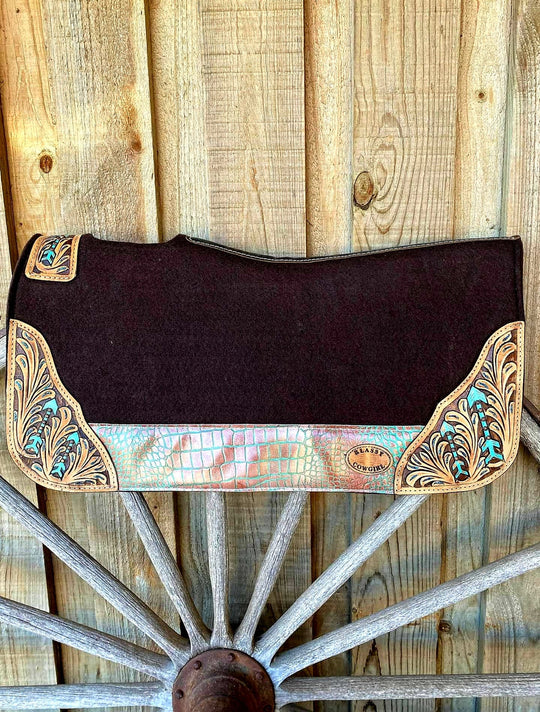 Western Klassy Cowgirl  Western Saddle Pad  28x30  Barrel  Style 1”  Brown  felt