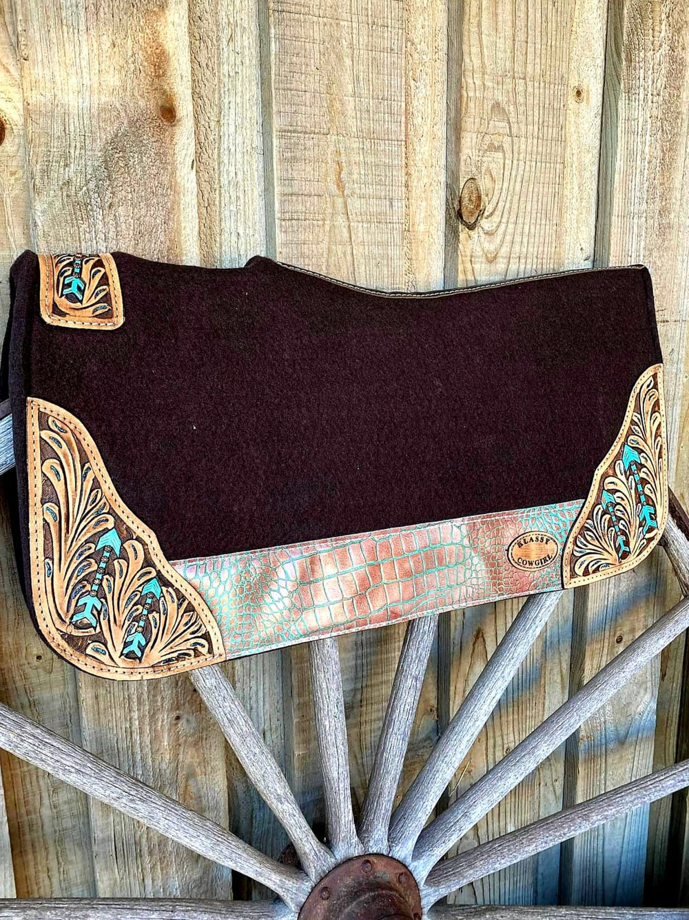 Western Klassy Cowgirl  Western Saddle Pad  28x30  Barrel  Style 1”  Brown  felt