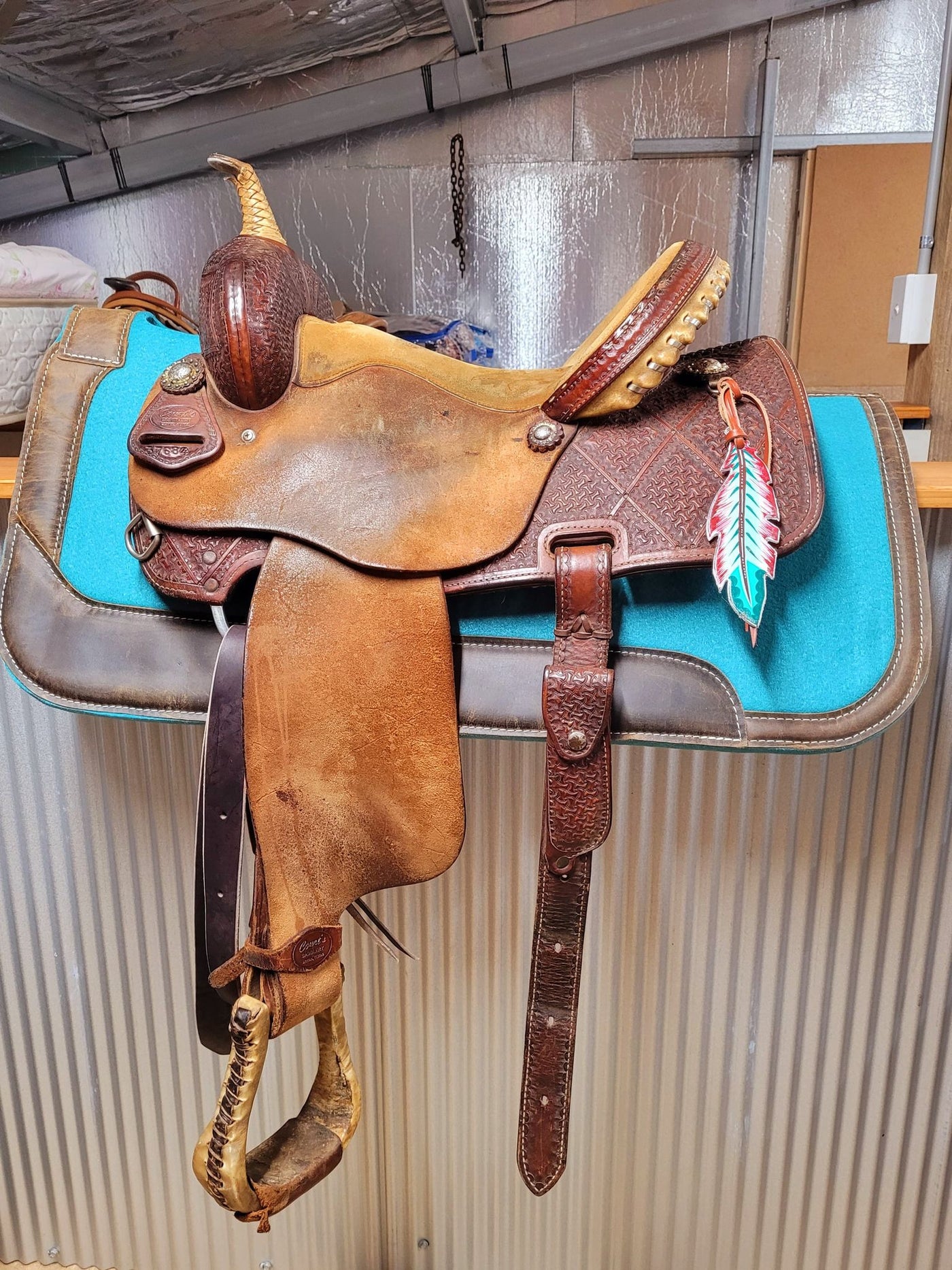 Western Saddle Pad Felt Contoured 31" X 32" Turquoise/ Teal Colour 3/4" Thick