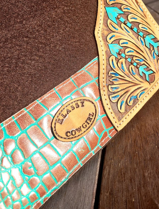 Western Klassy Cowgirl  Western Saddle Pad  28x30  Barrel  Style 1”  Brown  felt