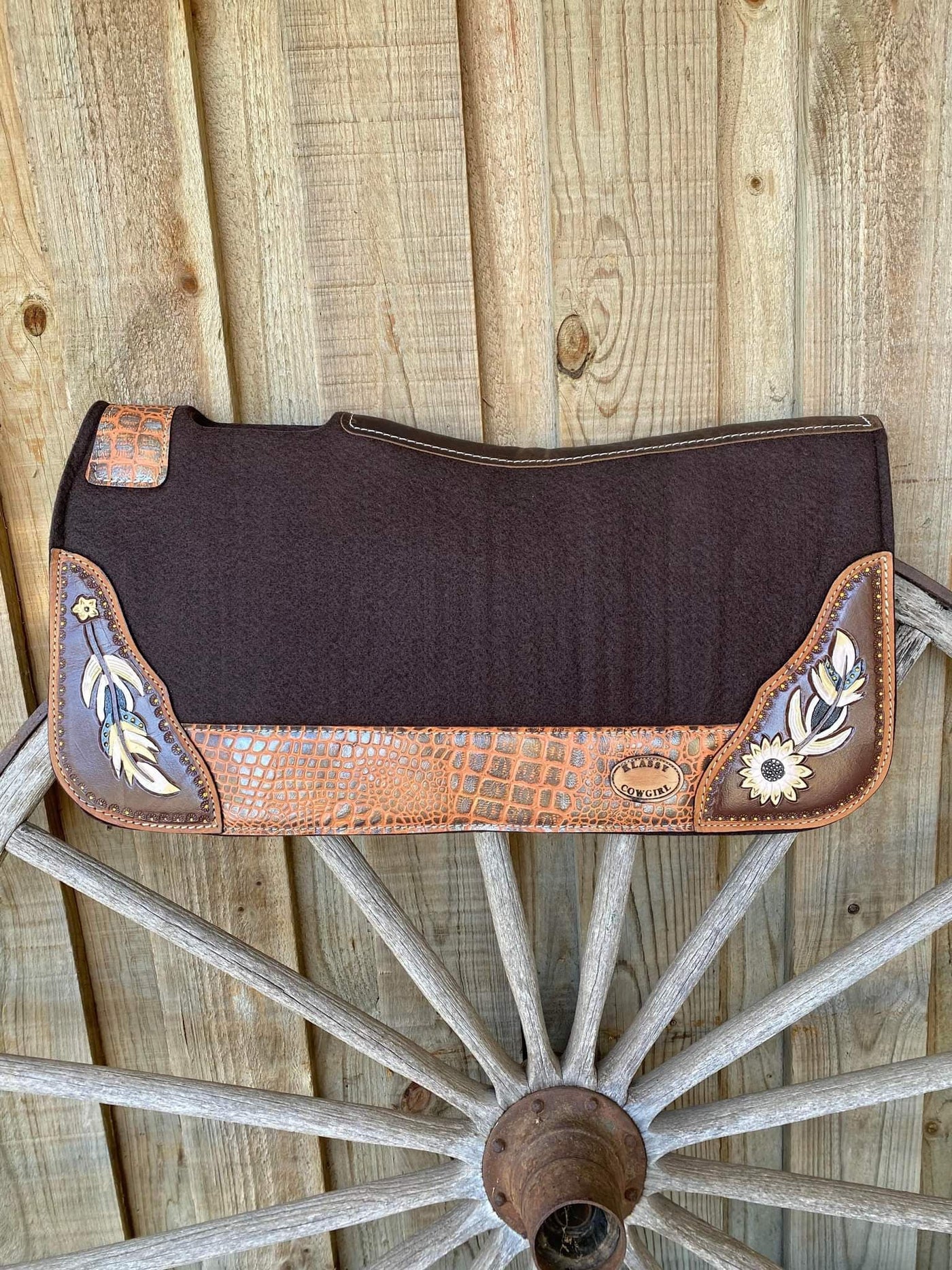 Western Klassy Cowgirl  Western Saddle Pad  28x30  Barrel  Style 1”  Brown  felt