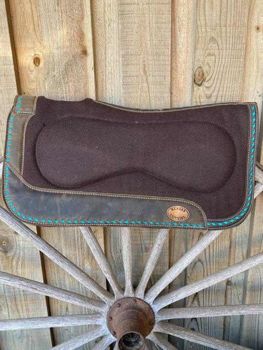 Western Klassy Cowgirl  28x30  Barrel  Style 1”  Brown  felt  pad with Buckstitch