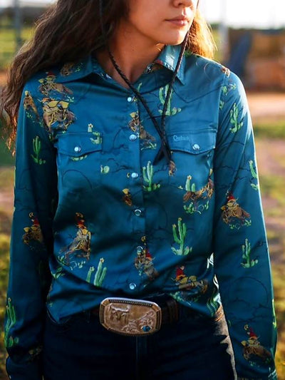 Outback Trading Piper Teal Western  Shirt  Size XL