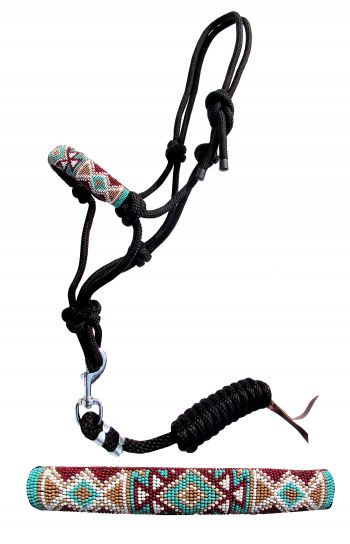 Halter - Cowboy Knot Beaded  Rope Halter Pony SIZE
