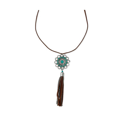 Necklace - Faux Turquoise Stone Charm