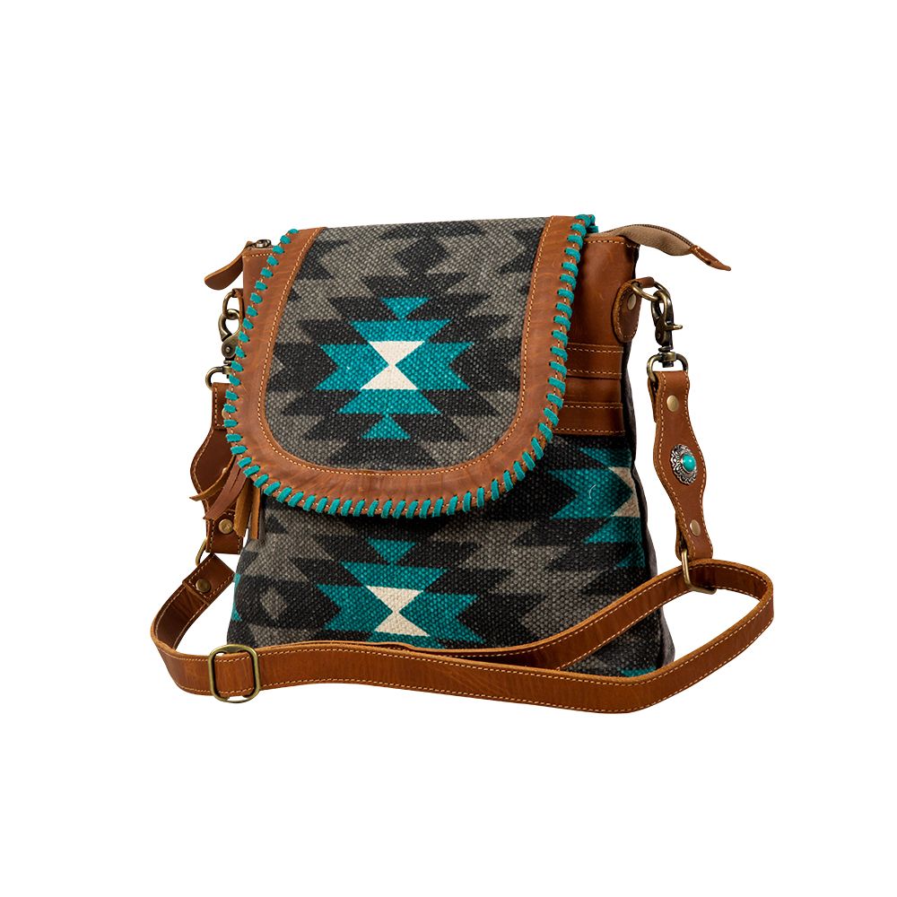 Western Leather Recycled Canvas Crossbody Handbag