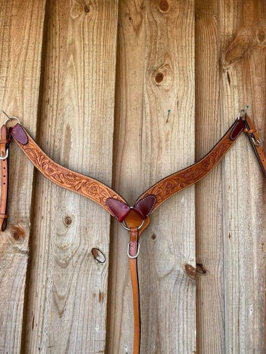 Breastcollar - Breastplate Tooled Floral Contour