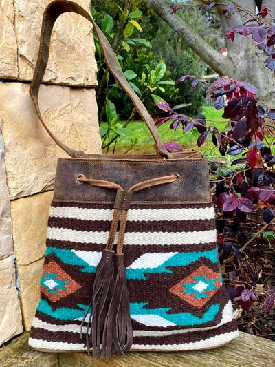 Western Leather, Woolen Saddle Blanket Bucket Bag