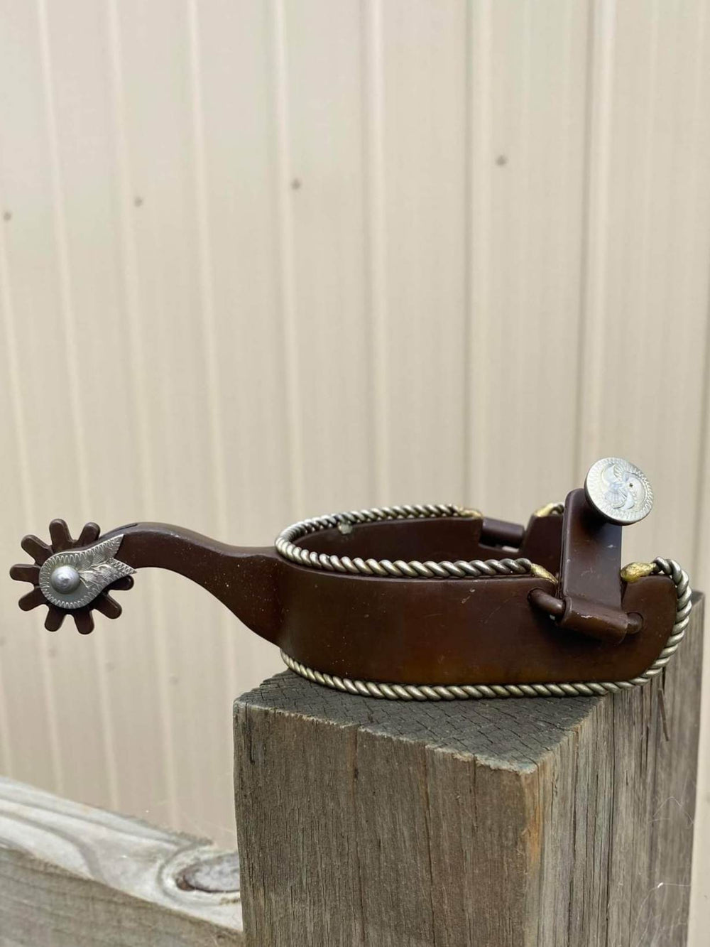 Spurs - Adults Rope Trim Antiqued Metal Spur Set