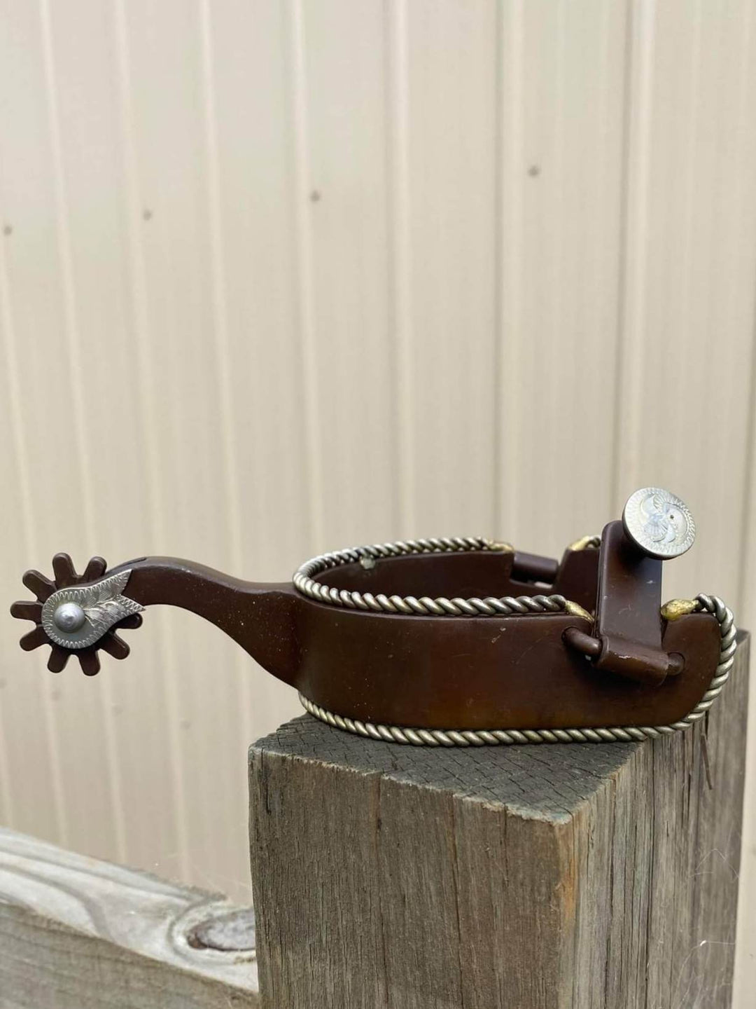 Spurs - Adults Rope Trim Antiqued Metal Spur Set