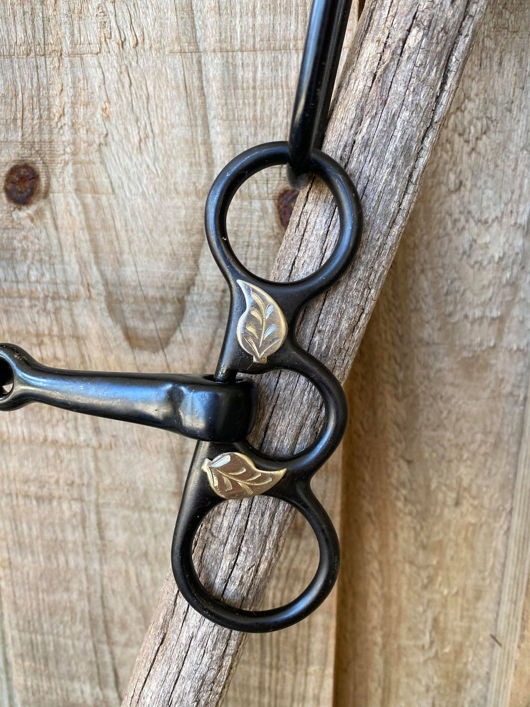 Bits - Black Steel bit with engraved oak leaf accents Black Steel 5.25"